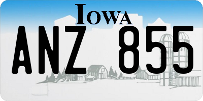 IA license plate ANZ855