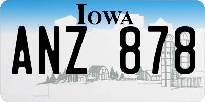 IA license plate ANZ878