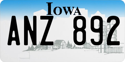 IA license plate ANZ892