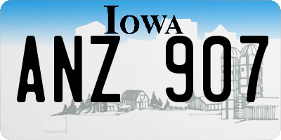 IA license plate ANZ907