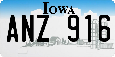 IA license plate ANZ916