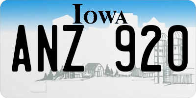 IA license plate ANZ920