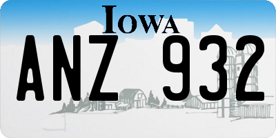 IA license plate ANZ932