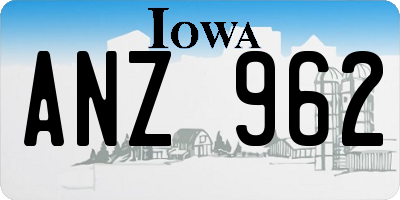 IA license plate ANZ962