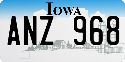 IA license plate ANZ968