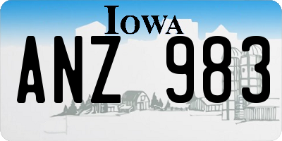 IA license plate ANZ983