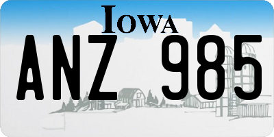 IA license plate ANZ985