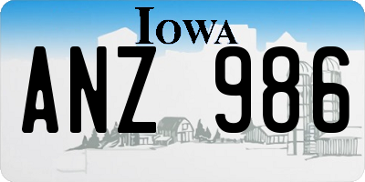 IA license plate ANZ986