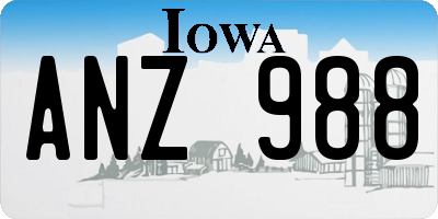 IA license plate ANZ988
