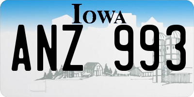 IA license plate ANZ993