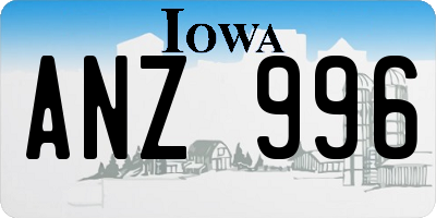 IA license plate ANZ996
