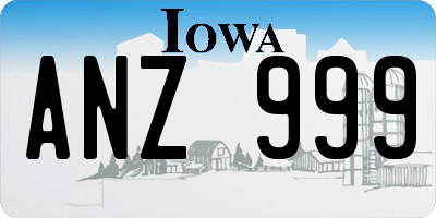 IA license plate ANZ999