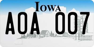 IA license plate AOA007
