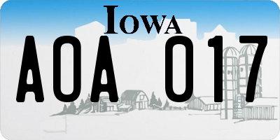 IA license plate AOA017