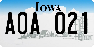 IA license plate AOA021