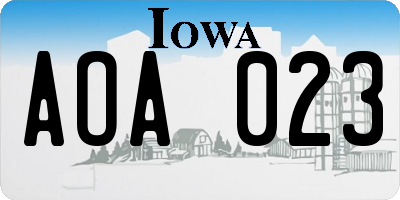IA license plate AOA023