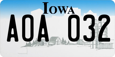 IA license plate AOA032