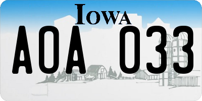 IA license plate AOA033