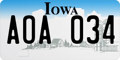 IA license plate AOA034