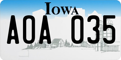 IA license plate AOA035