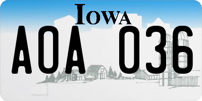 IA license plate AOA036