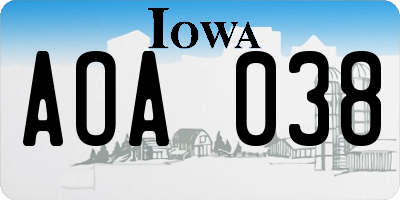 IA license plate AOA038