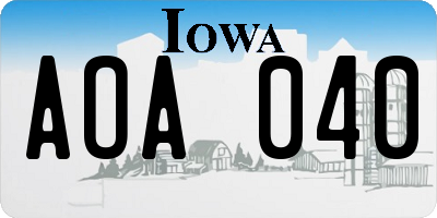 IA license plate AOA040