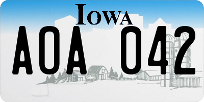 IA license plate AOA042
