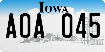 IA license plate AOA045