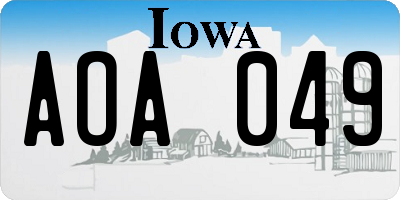 IA license plate AOA049