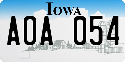 IA license plate AOA054