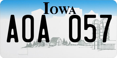 IA license plate AOA057