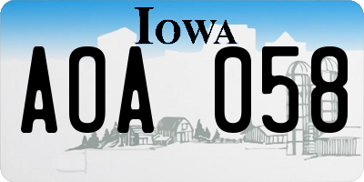 IA license plate AOA058