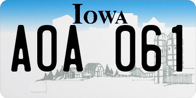 IA license plate AOA061