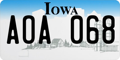 IA license plate AOA068