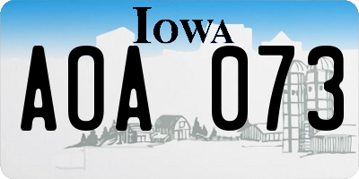 IA license plate AOA073