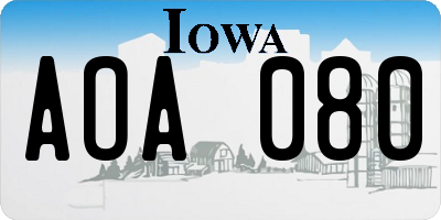 IA license plate AOA080