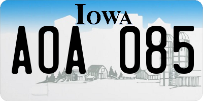 IA license plate AOA085