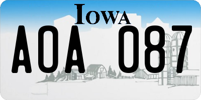IA license plate AOA087