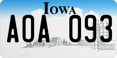 IA license plate AOA093