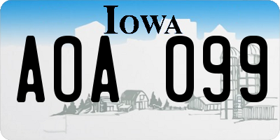 IA license plate AOA099