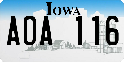 IA license plate AOA116
