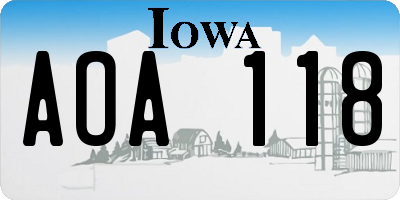 IA license plate AOA118