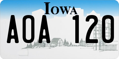 IA license plate AOA120