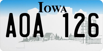 IA license plate AOA126