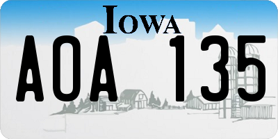 IA license plate AOA135