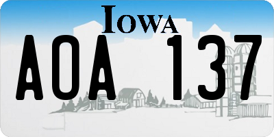 IA license plate AOA137