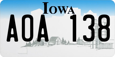 IA license plate AOA138