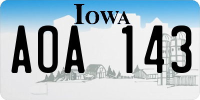 IA license plate AOA143