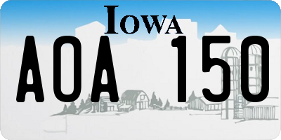 IA license plate AOA150